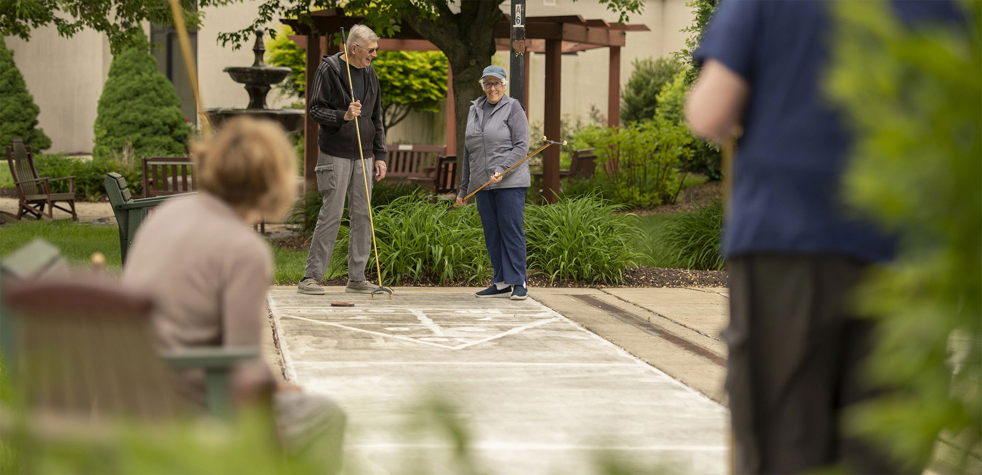people enjoying outdoor amenities